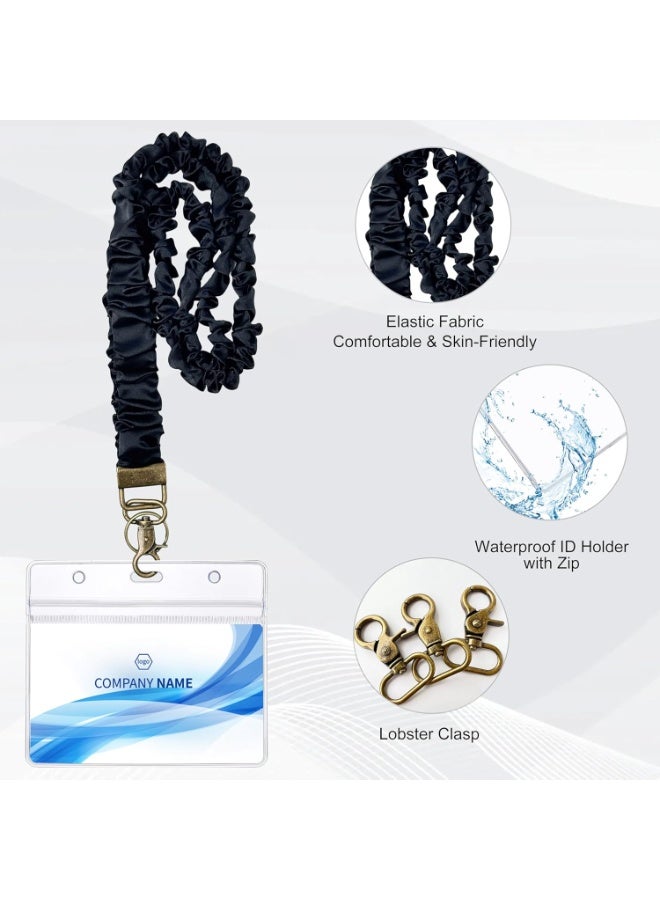 سلاسل Scrunchie الممتدة لمفاتيح شارات الهوية ، سلاسل المعلم لطيف للنساء مع حاملين بطاقتين 19.6 بوصة - Image 4